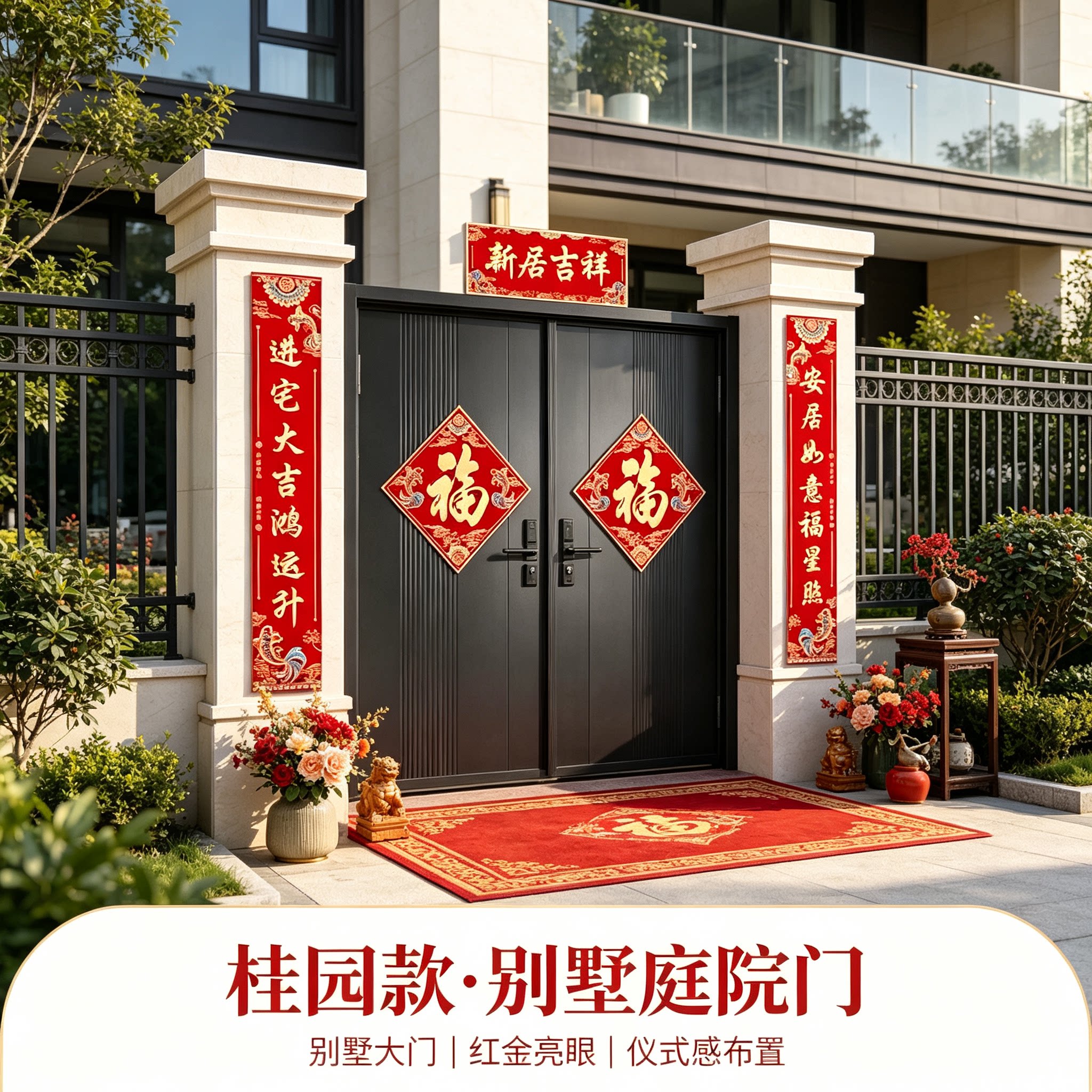 新房子乔迁之喜农村自建房门口对联大尺寸套装搬家仪式布置装饰品