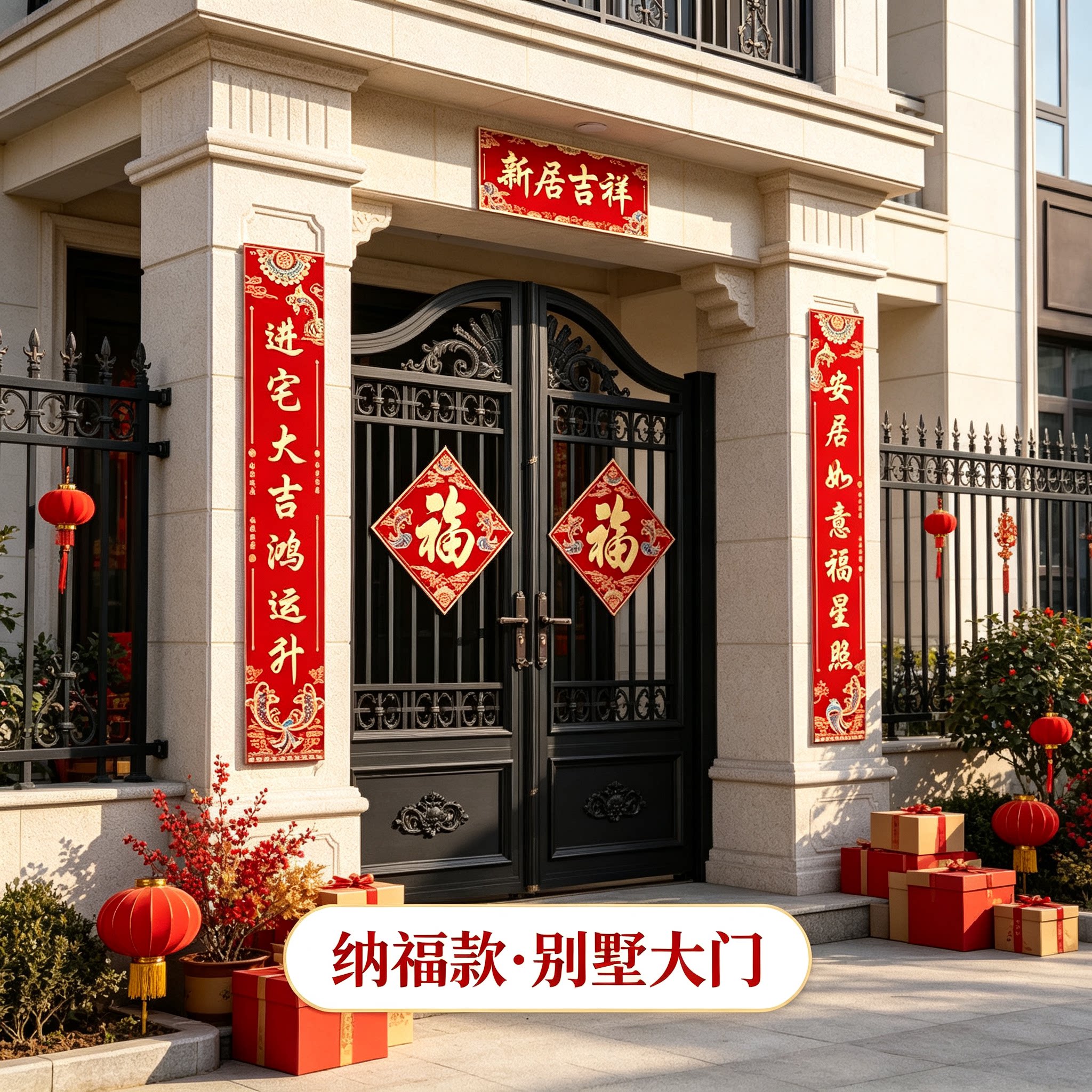 大门对联农村自建房门上贴大尺寸一整套新房入宅仪式布置装饰用品