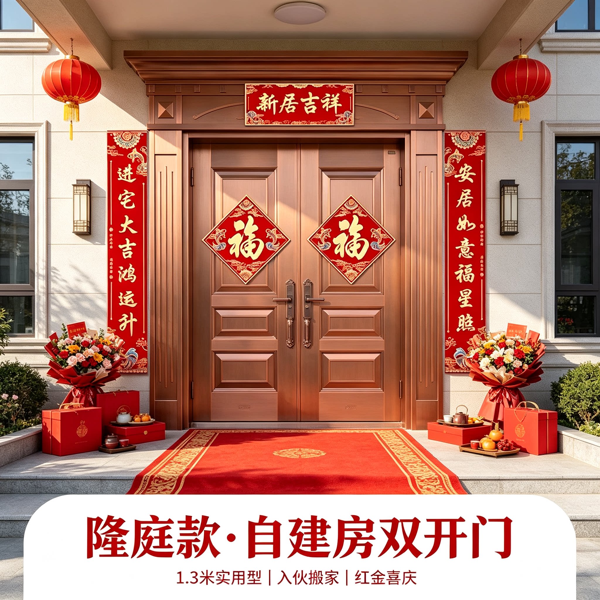 新房子乔迁对联农村自建房门口1.3米实用型入伙搬家仪式装饰品