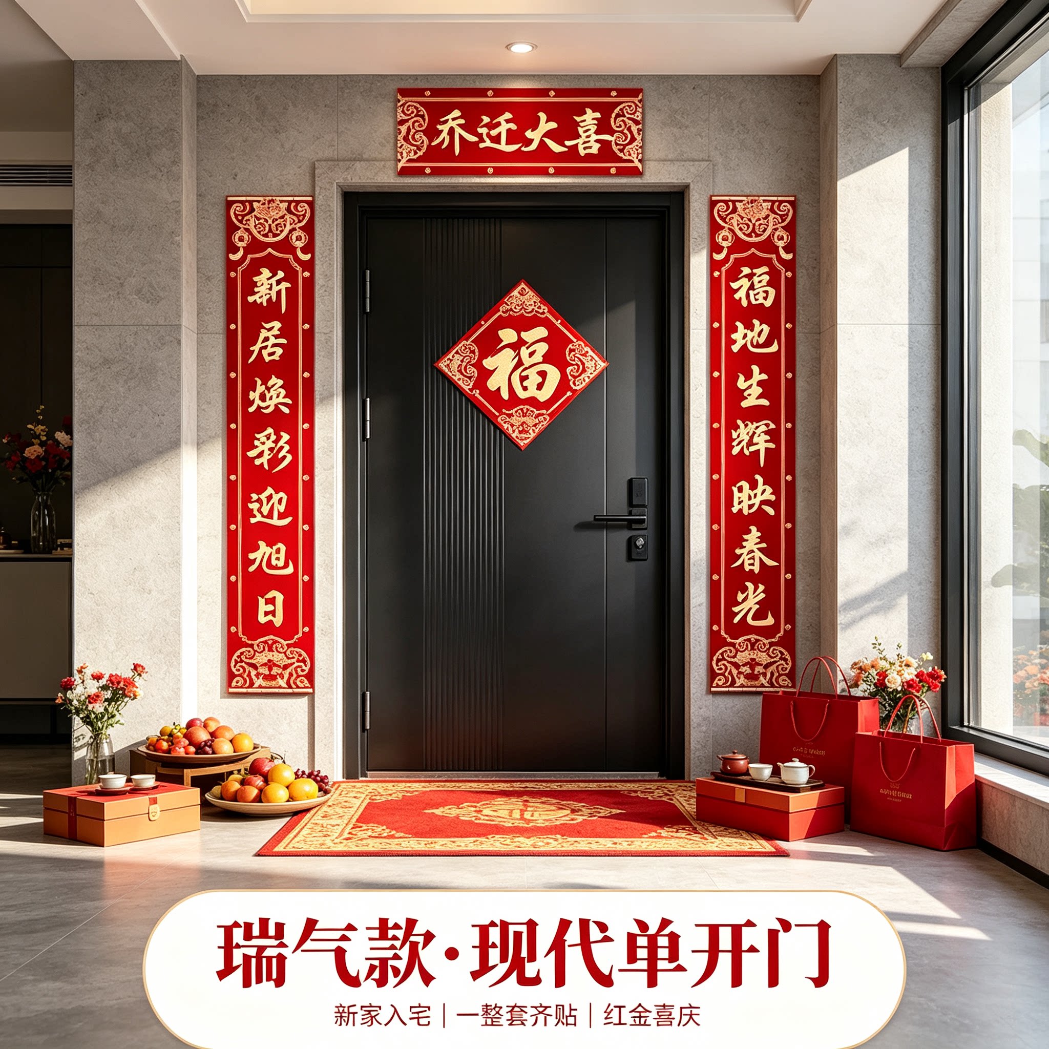 单开门入户小对联农村自建房贴大门大尺寸一套搞定搬新家布置用品
