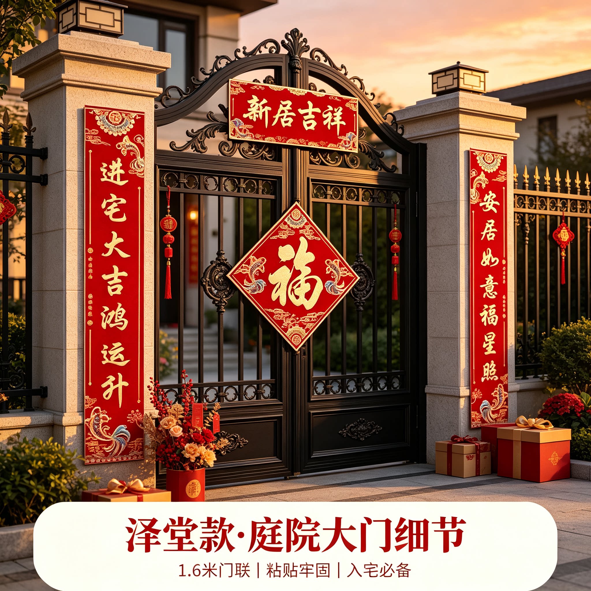 乔迁之喜对联农村自建房贴大门1.6米实用型新房入宅仪式装饰品