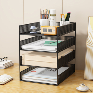 文件收纳架办公桌置物架文件架文件收纳盒桌面文件夹收纳架办公室用品文具大全书立台面资料档案整理盒文件框