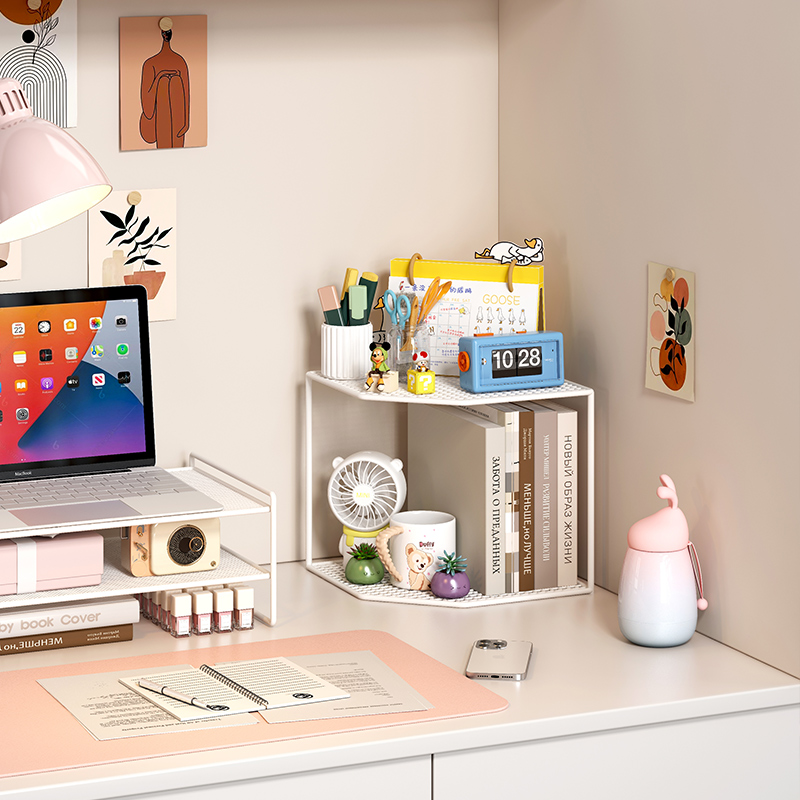 宿舍转角置物架学生桌面书本杂物多层架子办公室工位书桌收纳好物