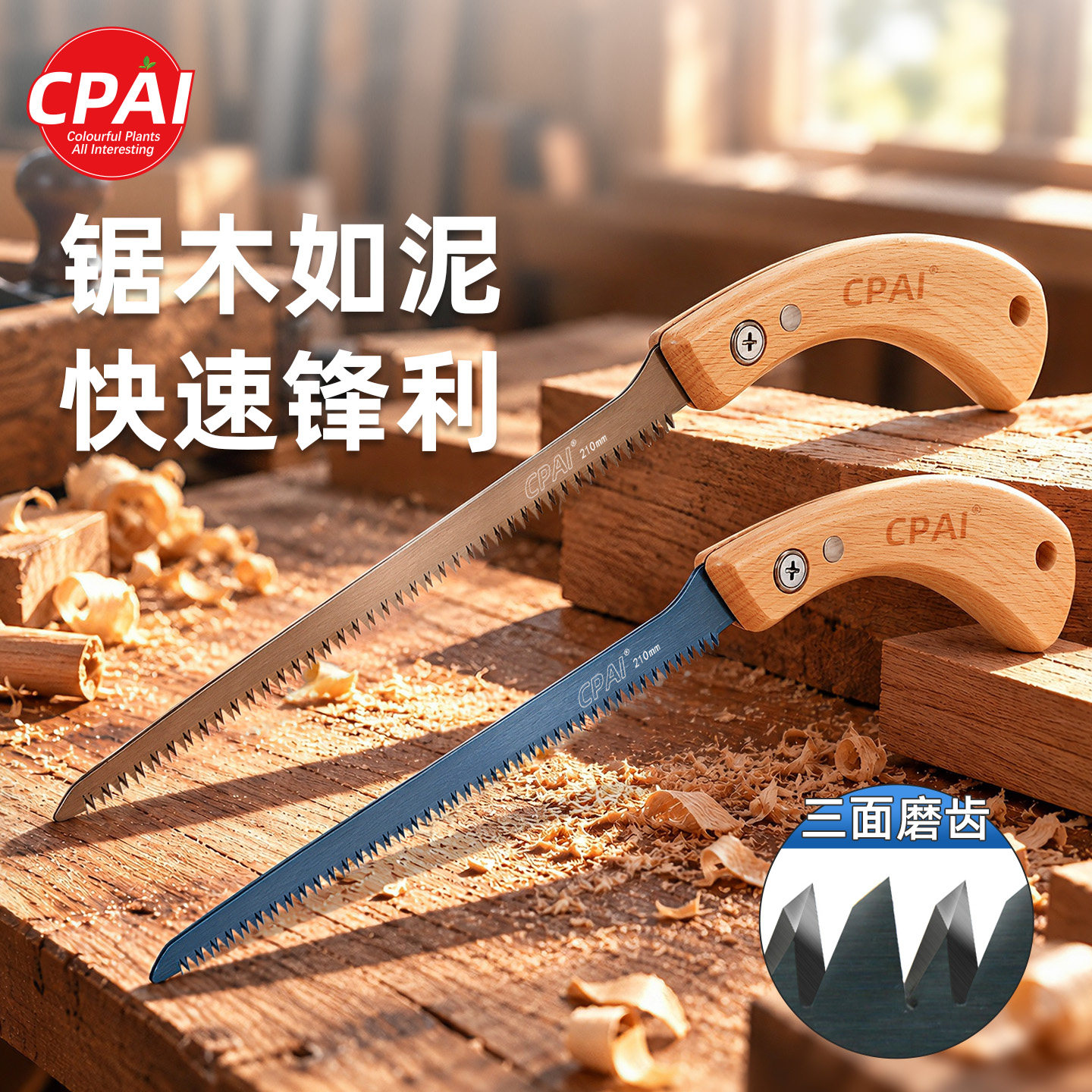 CPAI锯子锰钢特快凤尾锯锯树神器细齿鸡尾锯小手锯家用木工锯手工