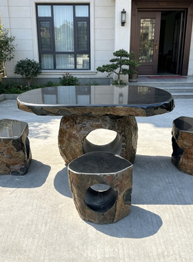 天然大理石庭院石桌石凳