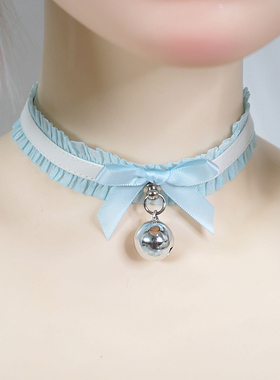 女铃铛水色粉色花边少女项链项圈