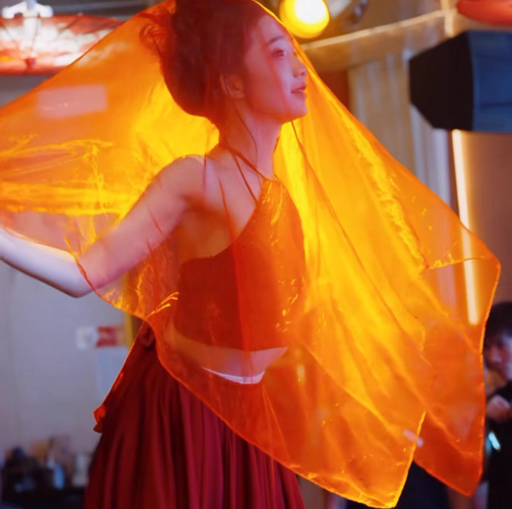 喆舞国风酒馆舞蹈白色纱巾艺考红色纱透明纱巾艺术体操飘纱可定制