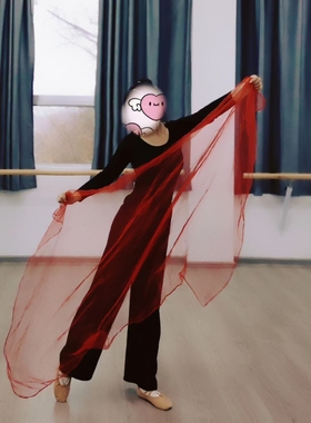 现代古典舞蹈道具海底轻薄飘逸透明纱巾万疆定制芳华绒花红色丝巾