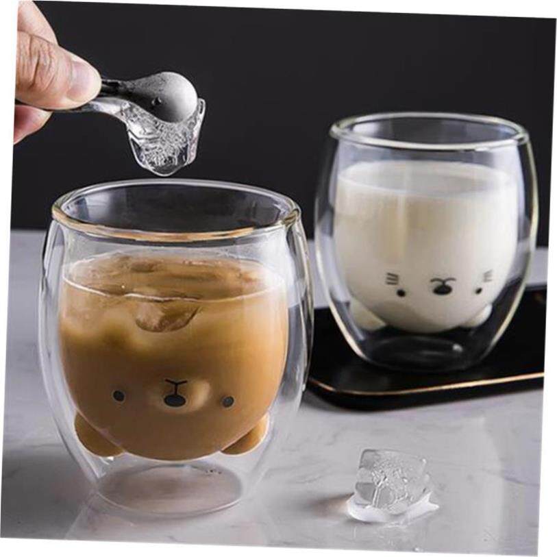 Cute Bear Double-layer Coffee Mug Double Glass Cup Carton