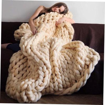 Knitting Throw Blankets Yarn Knitted Blanket Hand-knitted1