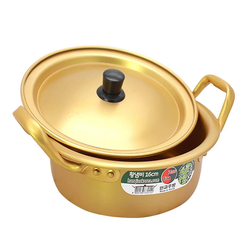 加厚韩国拉面锅黄铝锅韩剧同款泡面锅韩式汤锅泡面小食堂韩式煮锅