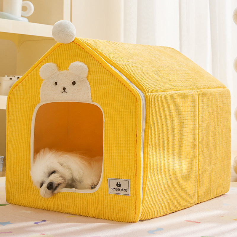 全可拆洗狗窝猫窝冬季保暖封闭式小型犬泰迪比熊宠物狗屋四季通用_虎窝淘