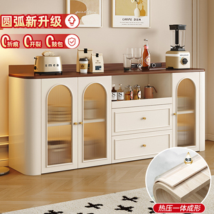 新型餐边柜玻璃门圆弧储物柜客厅餐厅咖啡机微波炉置物收纳柜橱柜
