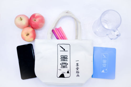 一墨堂可爱手提帆布包学生饭盒袋上班手提袋子零食水杯杂物收纳袋