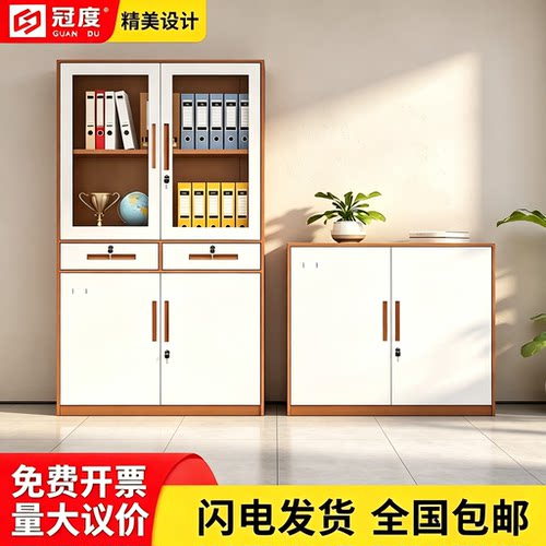 办公室铁皮带锁推拉门文件柜