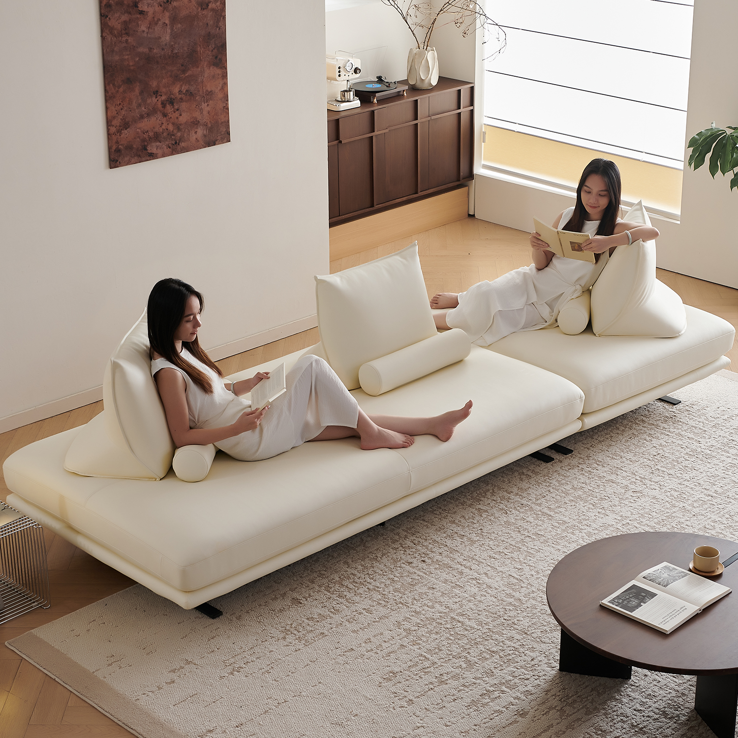 法式奶油风原版普拉多真皮沙发客厅无扶手双面可坐模块创意沙发