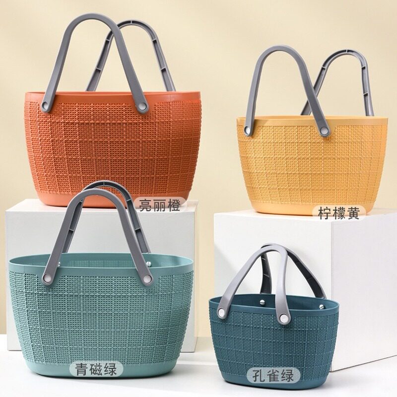 篮子买菜环保户外用品家用春游大号浴筐野餐购物篮加厚塑料洗澡
