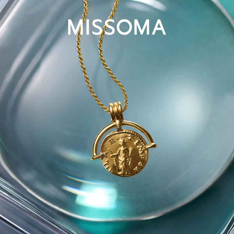 【张新成同款】Missoma金色罗马弧形硬币吊坠项链锁骨链生日礼物