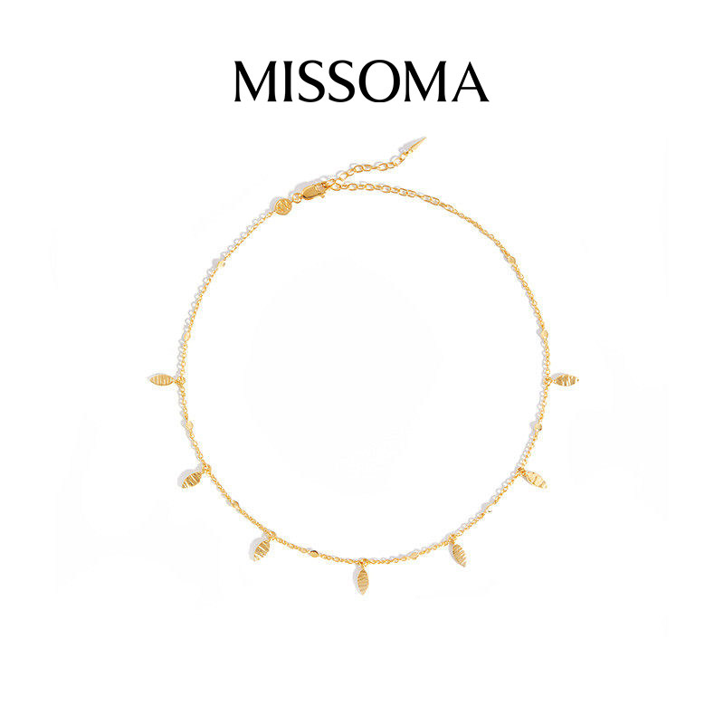 【王霏霏同款】Missoma小金叶子吊坠项链经典个性镀18k金颈链礼物