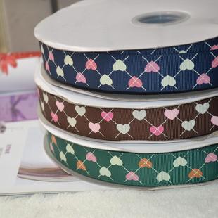 婚庆礼品丝带包装 AX043姚明织带 38mm方格爱心罗纹带 10色9mm