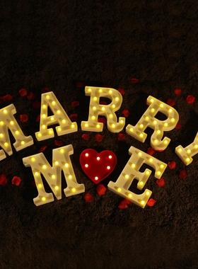 marry me LED字母灯英文数字生日快乐灯派对表白气氛场景布置造型
