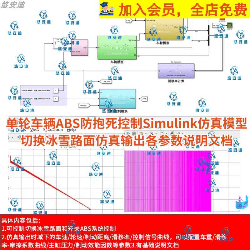 ABS防抱死控制Simulink仿真模型冰雪路面仿真输出各参数说明文档 - 实物图