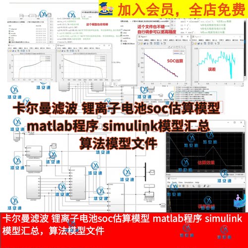 卡尔曼滤波锂离子电池soc估算模型matlab程序simulink模型合集