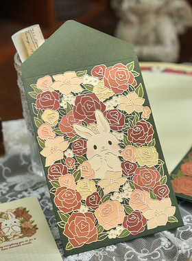 艾黎烫金信封信纸套装高级感小清新复古文艺浪漫告白手写情书信笺520七夕情人节送男生女朋友