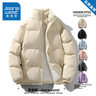 加厚保暖宽松百搭休闲防寒情侣棉衣 冬季 真维斯短款 羽绒棉服男女款