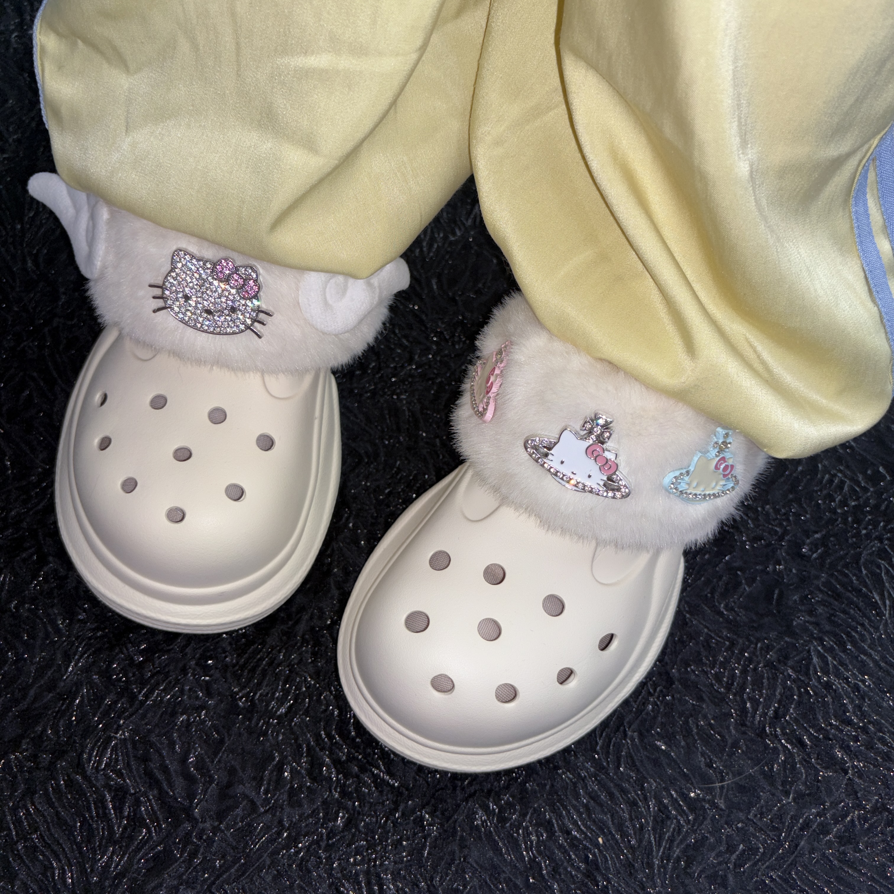 黑樱酱 自制秋冬增高5cm矮子乐可爱翅膀毛毛外穿保暖厚底洞洞鞋