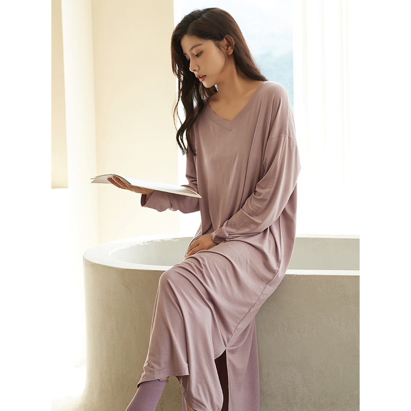 宅格格莫代尔睡衣女带胸垫长袖