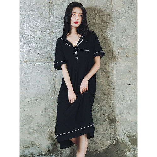 莫代尔夏季宽松性感翻领家居服