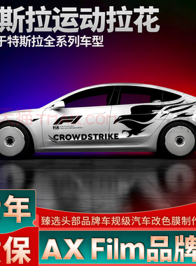 适用于特斯拉Model 3 Model Y X 黑色拉花机盖个性改装车身贴纸