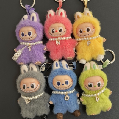 四代labubu珍珠26字母项链4.0迷你拉布布心底密码娃衣配件小鼻嘎