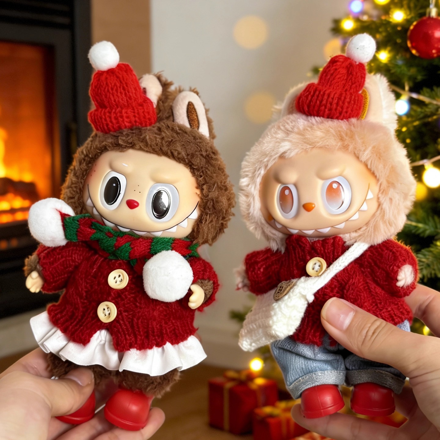 labubu圣诞节娃衣一代二代三代前方高能3.0拉布布衣服圣诞帽毛衣