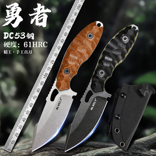 正品DC53合金钢户外直刀高硬度锋利野营随身刀生存小刀战术刀具