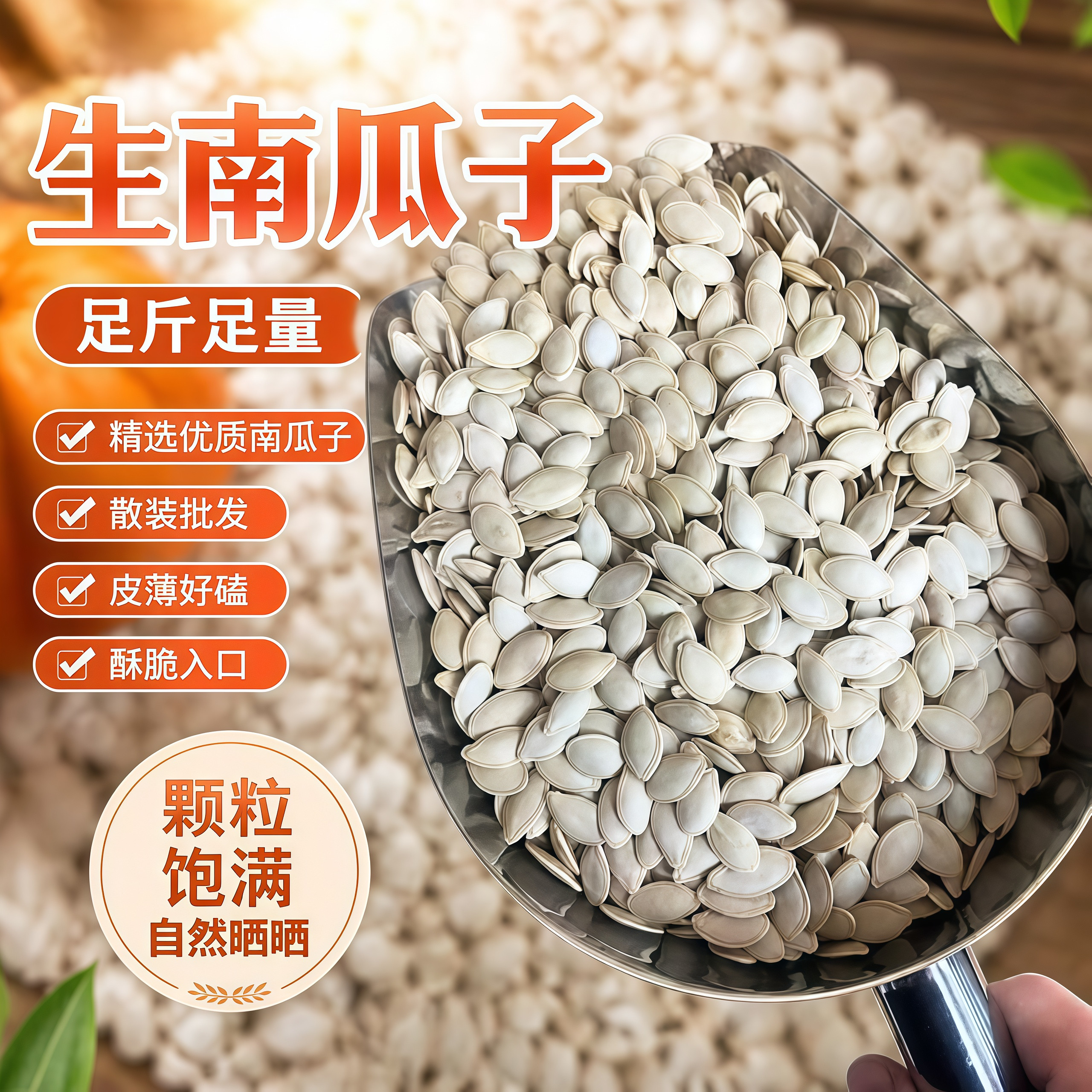 新货生南瓜子带壳中大片非炒熟
