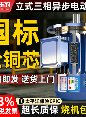 立式全铜三相异步电动机0.75/1.1/1.5/2.2/3/4/5.5KW电机380V三相