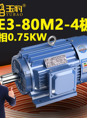 80M2-4极全新YE3系列三相异步电动机国标0.75KW电机380V三相全铜