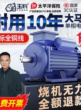 单相电机220V纯铜线小型两相0.75/1.1/1.5/2.2/3KW高速异步电动机