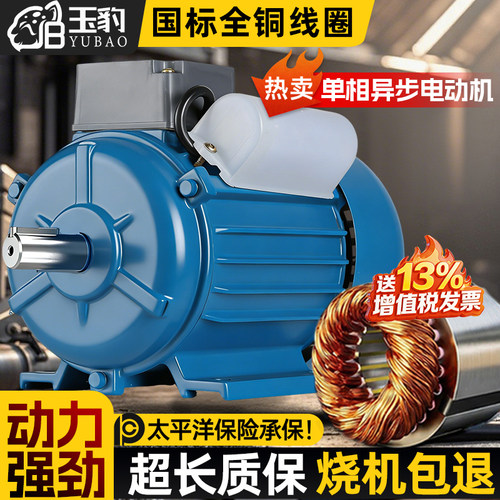 单相电机220V纯铜线小型两相0.75/1.1/1.5/2.2/3KW高速异步电动机