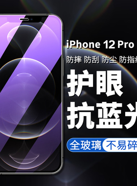 适用于iPhone12钢化膜12ProMax钢化膜苹果12Pro手机膜12mini全屏覆盖12十二贴膜防指纹护眼抗蓝光高清屏幕膜