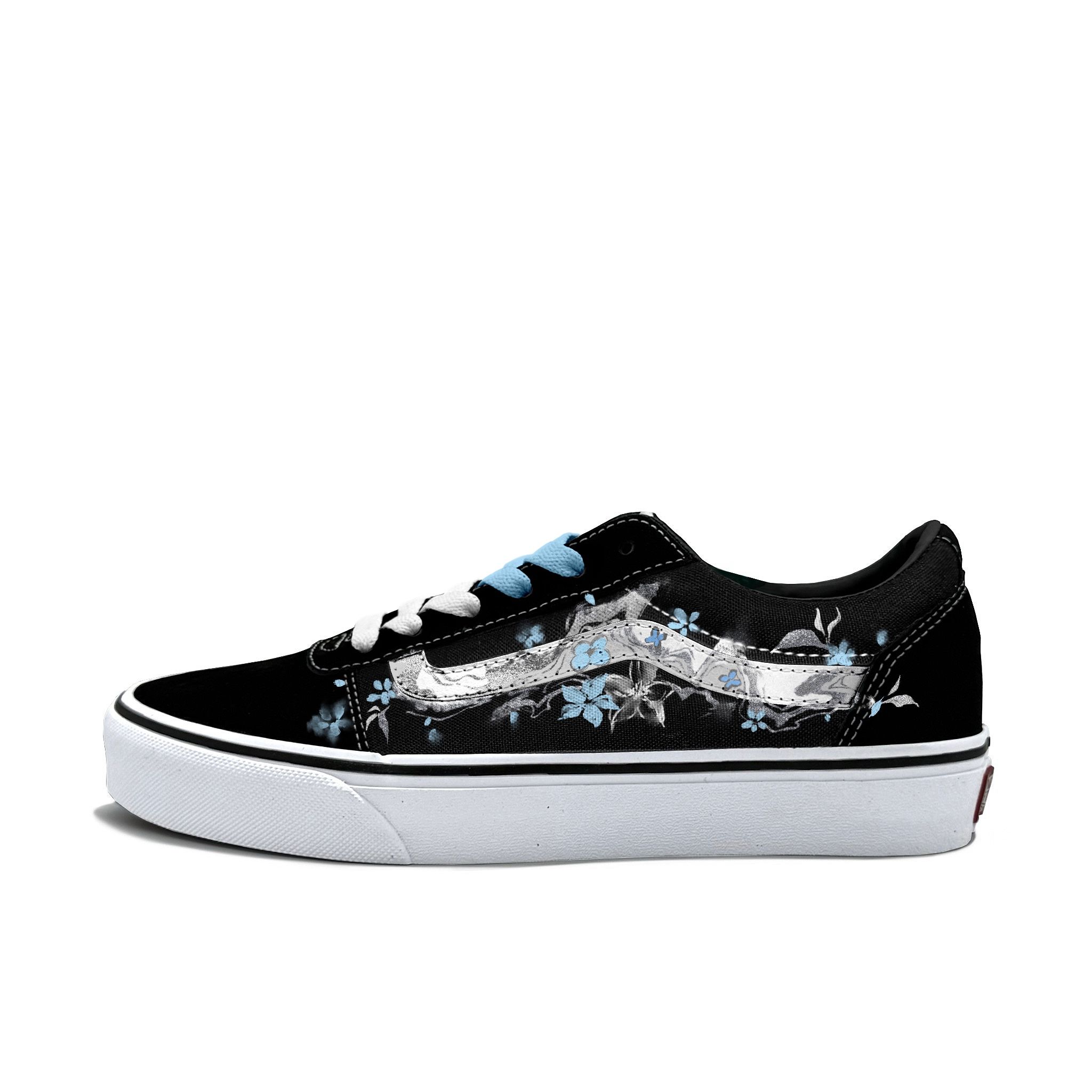 VANS定制球鞋樱语蓝调帆布鞋