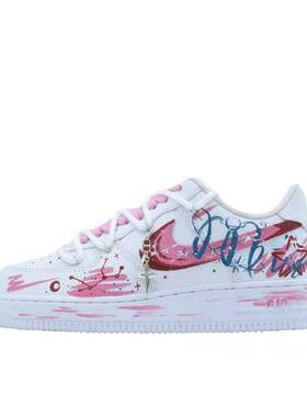 【定制球鞋】Nike Air Force 1 板鞋  处女座/粉 /白色CW2288-111