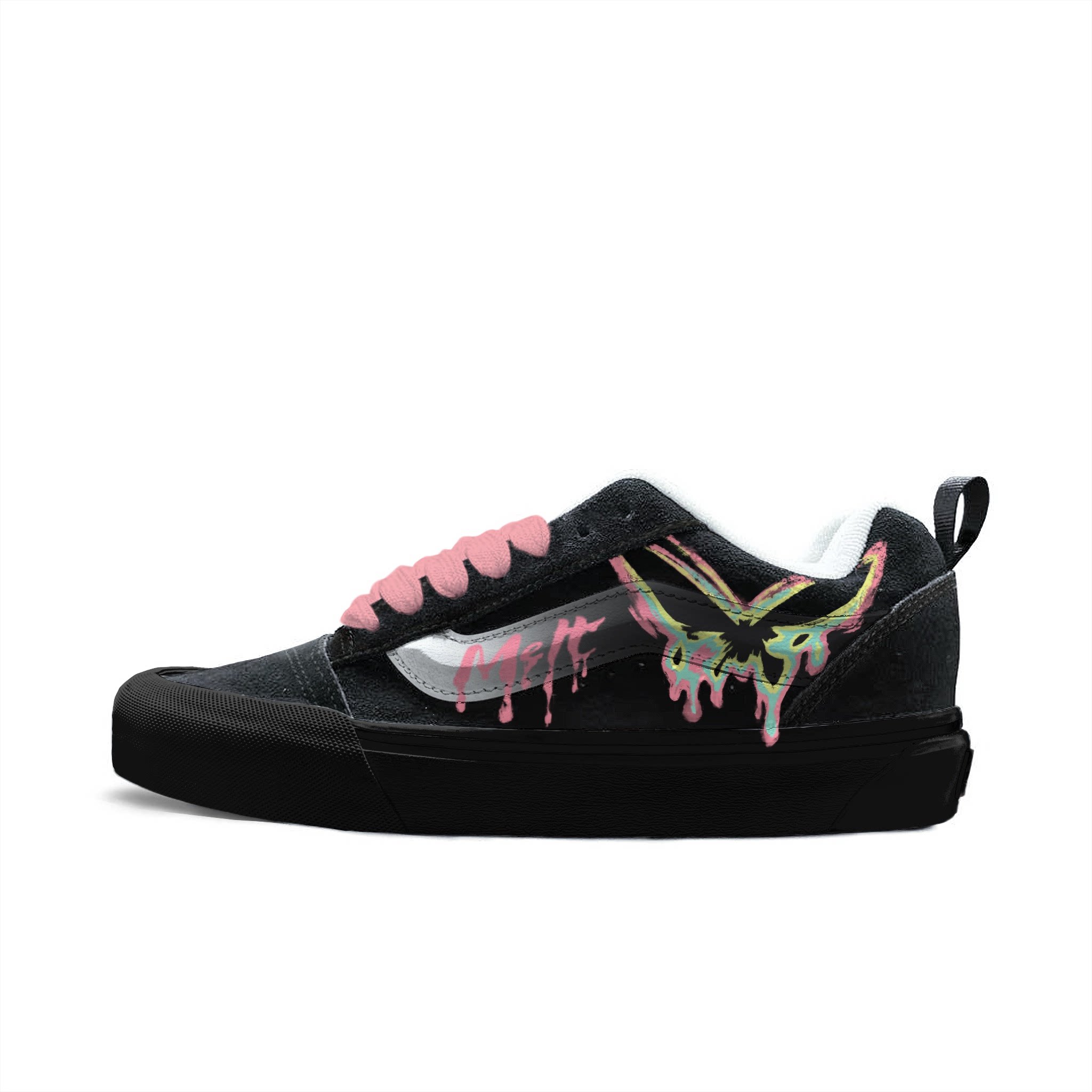 【定制球鞋】Vans/范斯 融墨蝶影 面包鞋手绘涂鸦 厚底增高 潮流