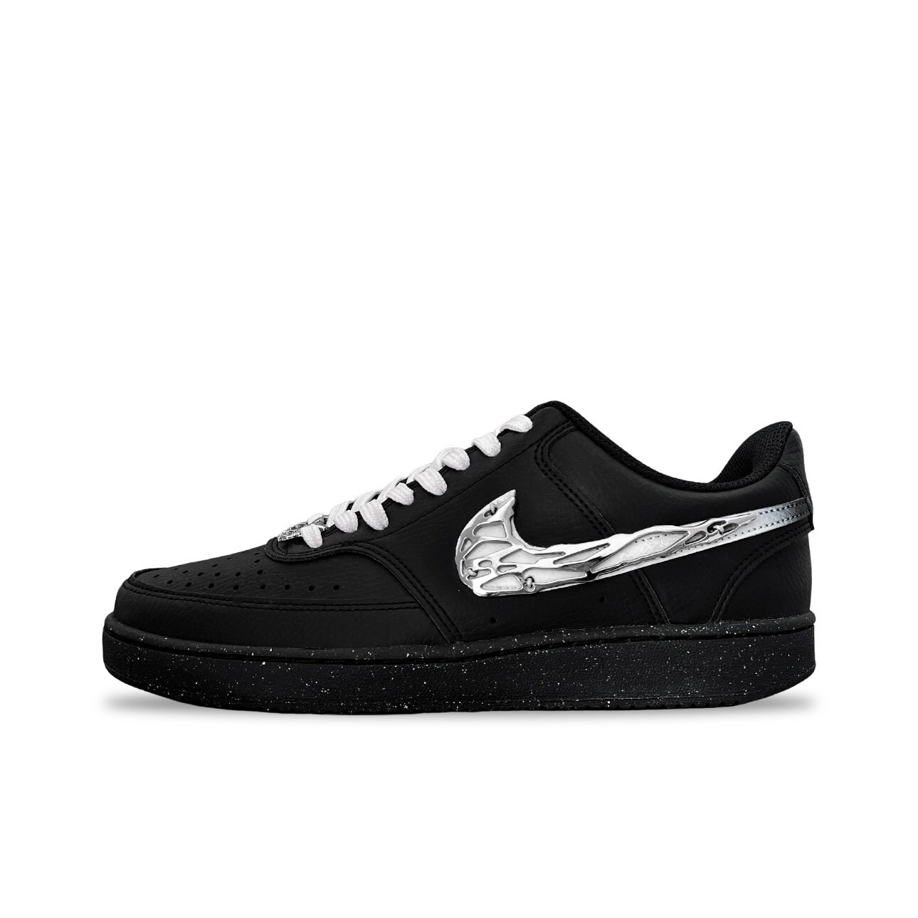 【定制球鞋】Nike Court Vision 液态银 泼墨朋克 黑银DH2987-002
