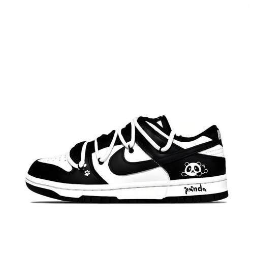[定制球鞋]  Nike Dunk Low  做旧高街 手绘熊猫   DD1391-100
