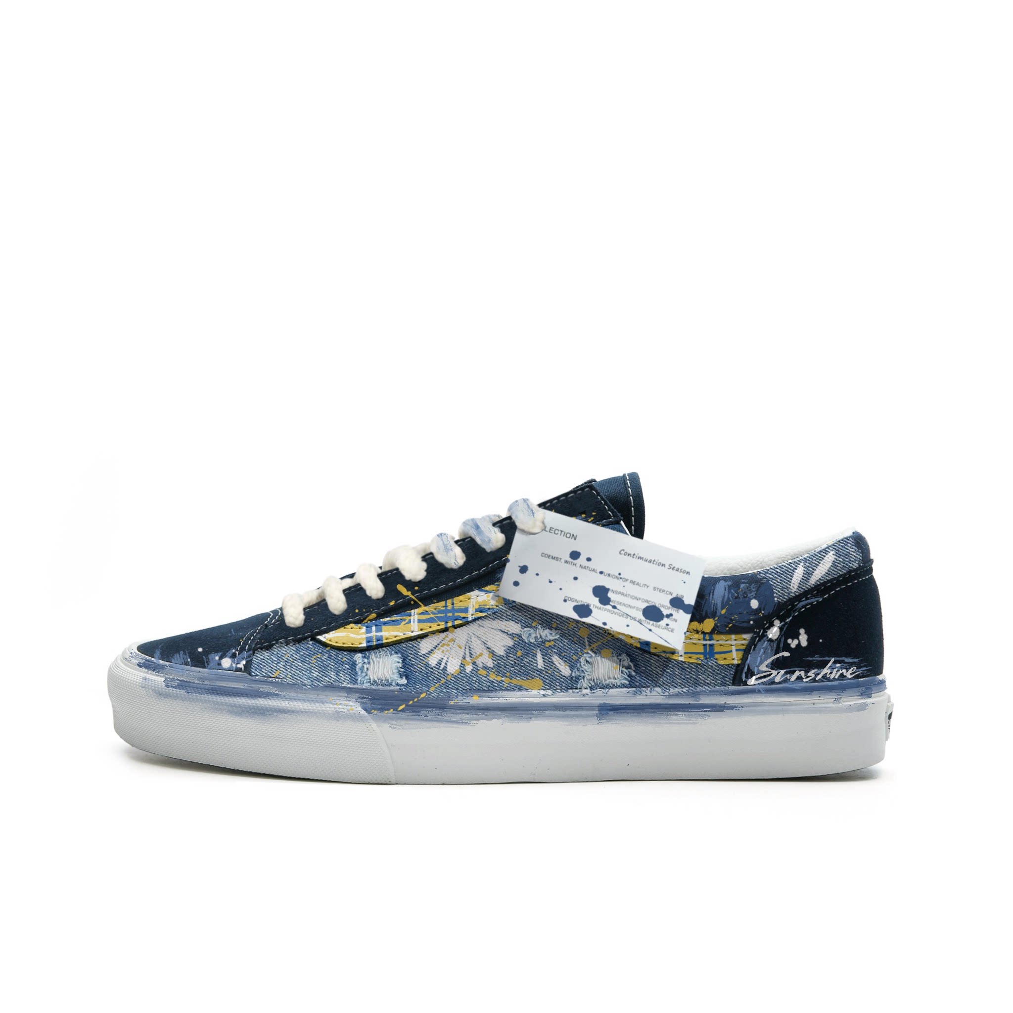 VANS藏蓝丹宁手绘低帮帆布鞋