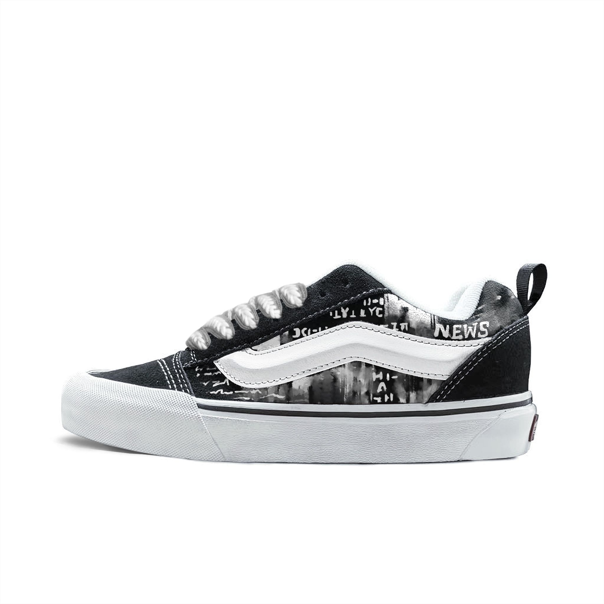 VANS范斯Active面包鞋黑白报纸