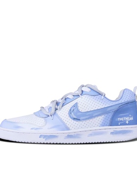 【定制球鞋】Nike Court Borough 碧路蓝缕 百搭 白蓝 838937-111